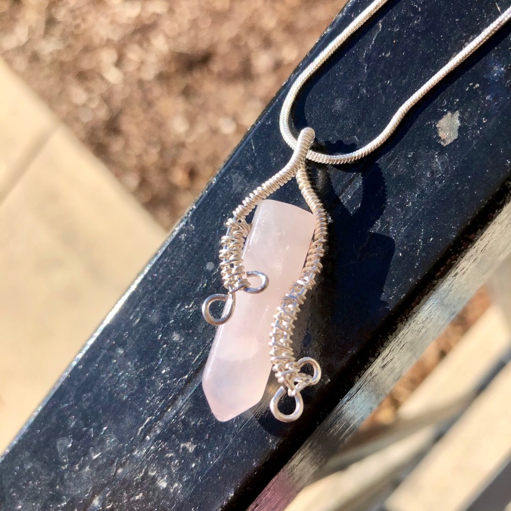 Rose Quartz Handmade Healing Crystal Necklace!
